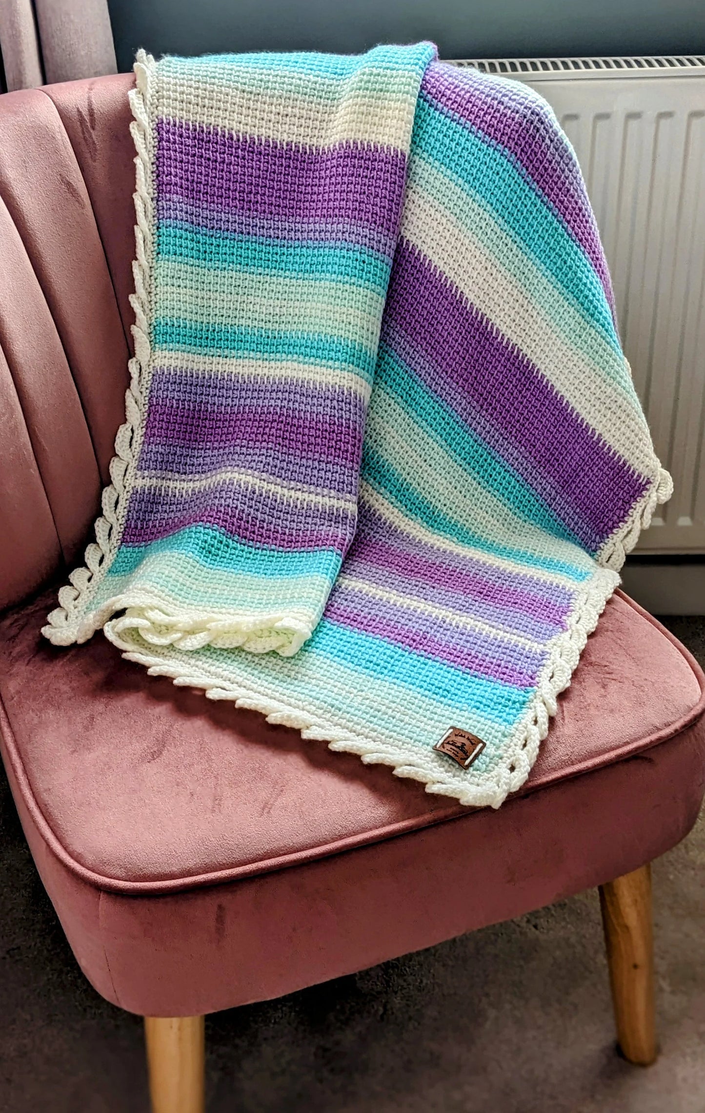 Hand Tunisian Crochet Baby Blanket