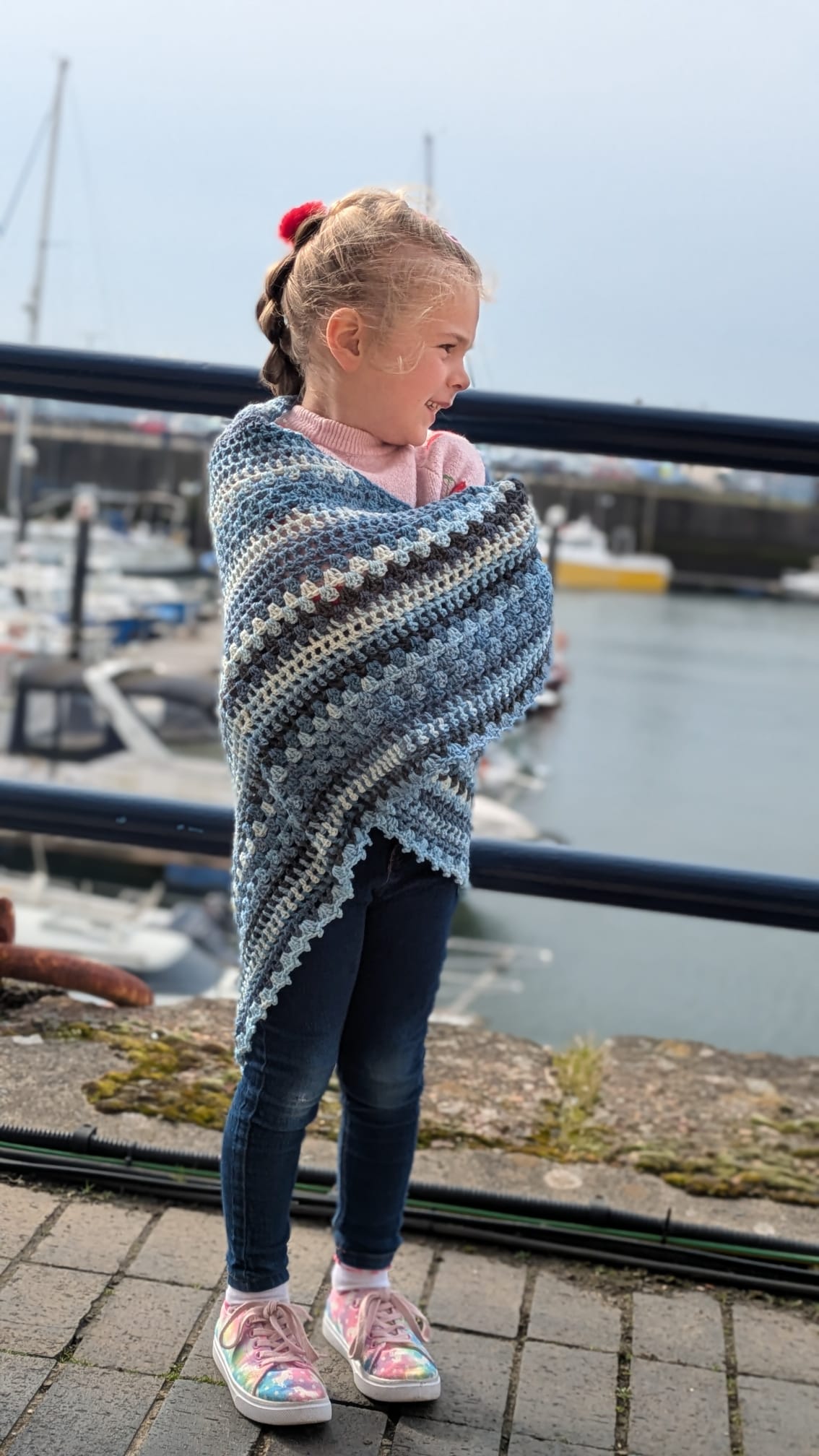 Blue Hand Crochet Shawl