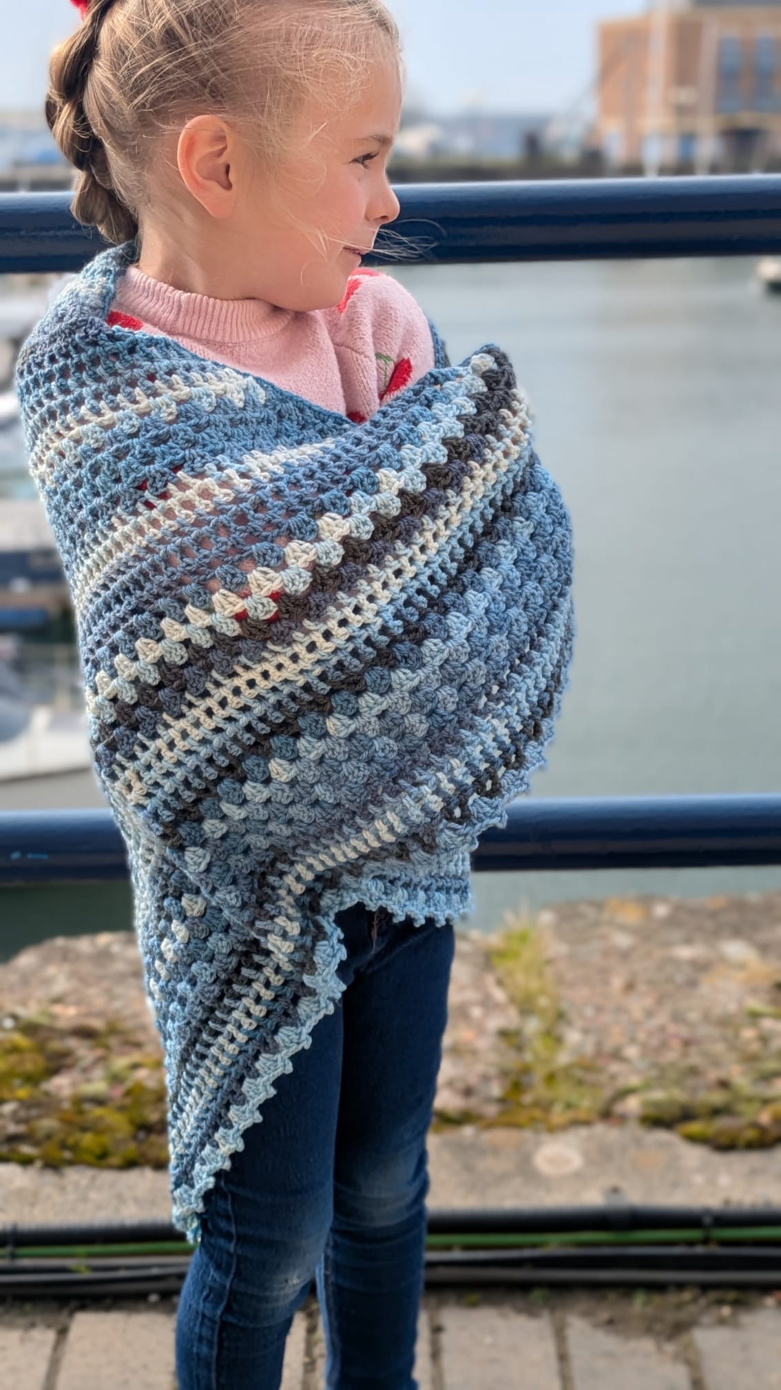 Blue Hand Crochet Shawl