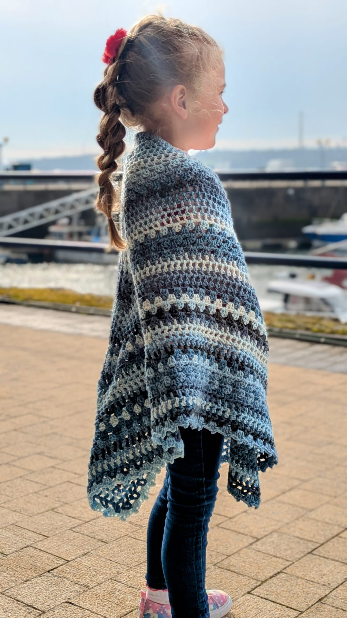 Blue Hand Crochet Shawl