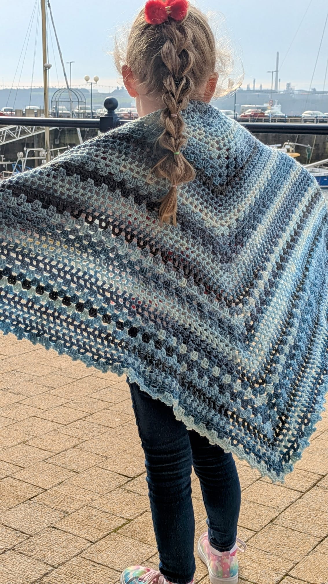 Blue Hand Crochet Shawl