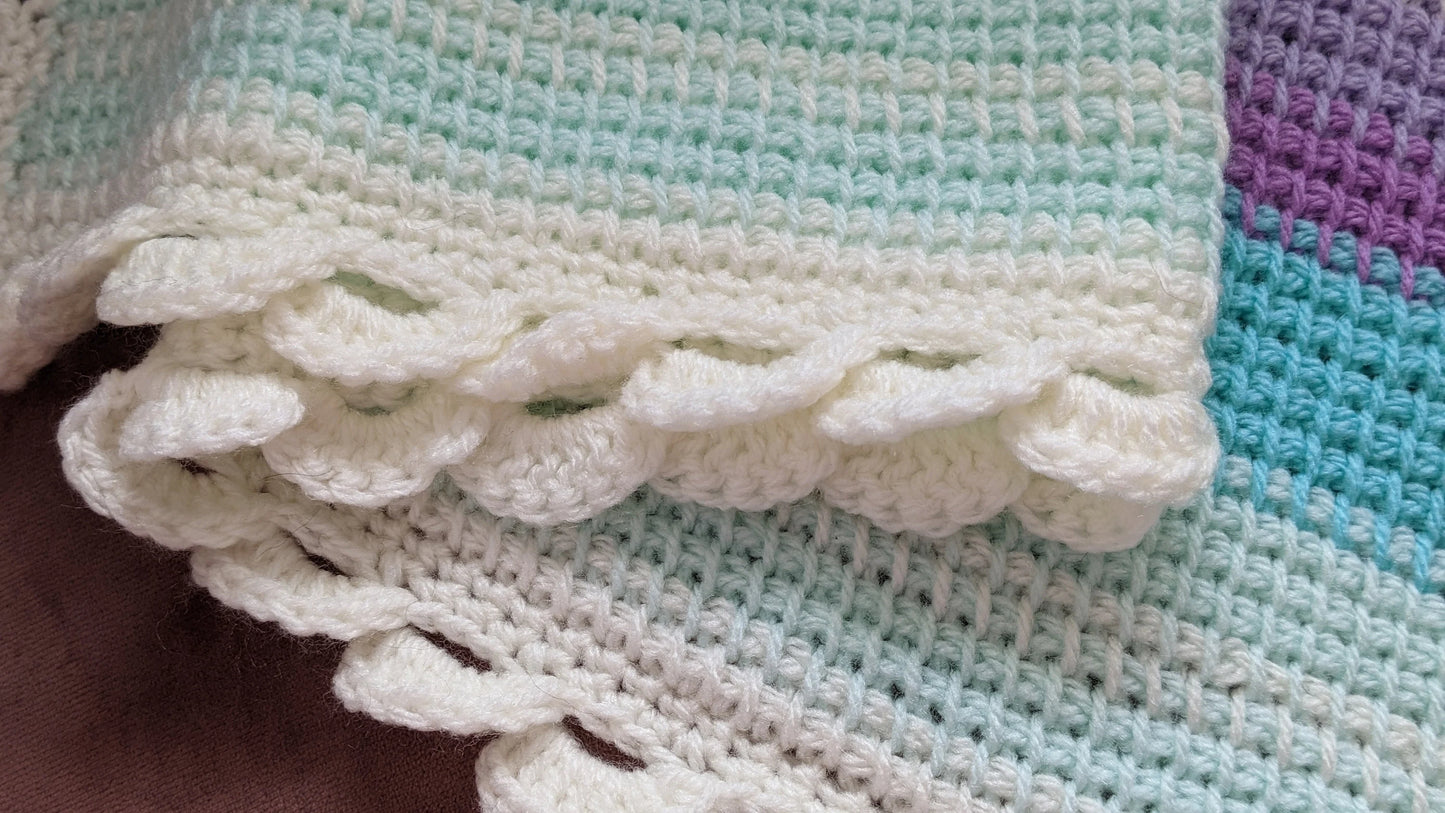 Hand Tunisian Crochet Baby Blanket