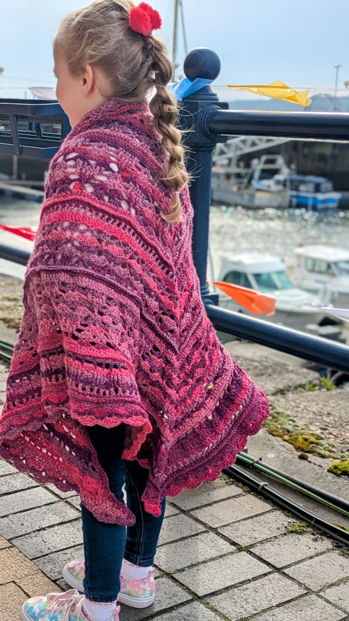 Pink Hand Crochet Shawl