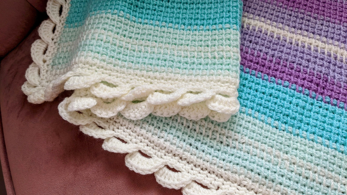 Hand Tunisian Crochet Baby Blanket