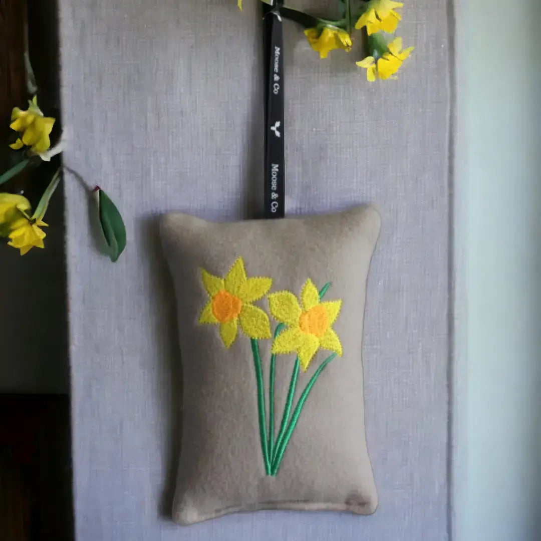 Welsh Daffodils Embroidered Hanging Decoration