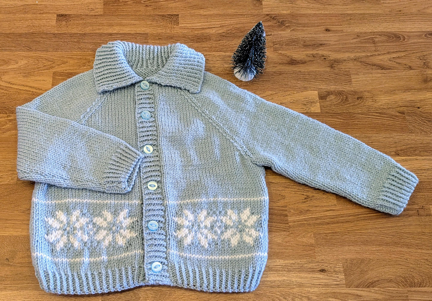 Hand Knitted Snowflake Cardigan