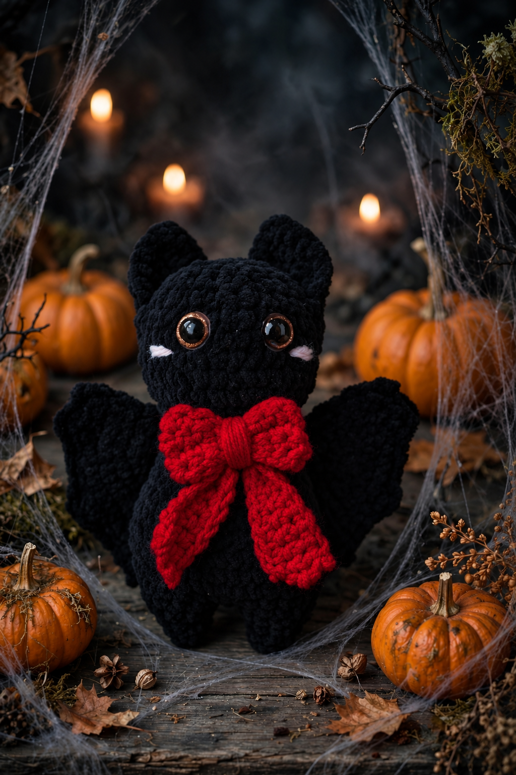 Bat with a cherry-red bow