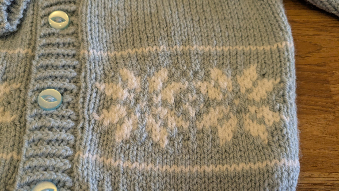 Hand Knitted Snowflake Cardigan