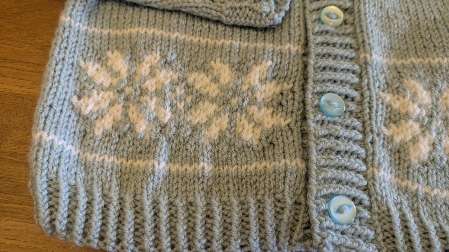 Hand Knitted Snowflake Cardigan