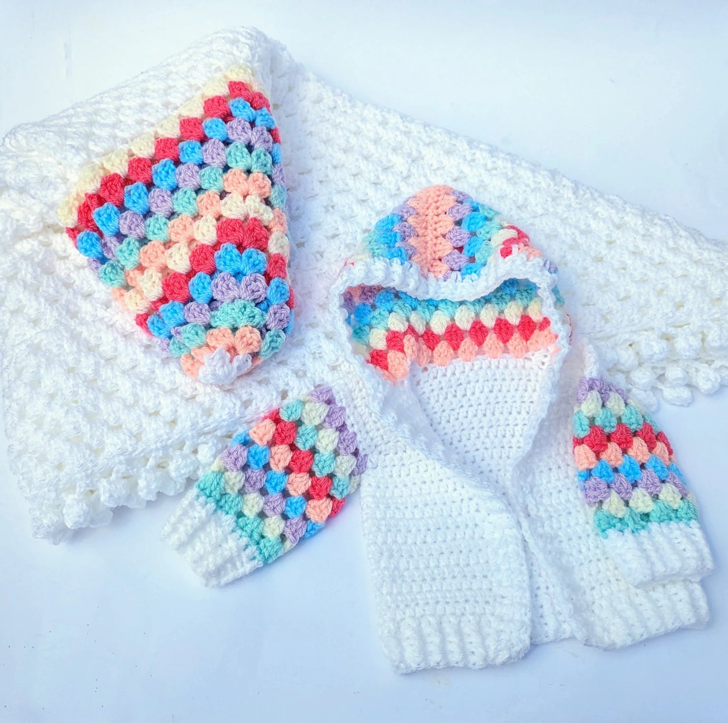 Rainbow Baby Cardigan with Blanket Set Gift