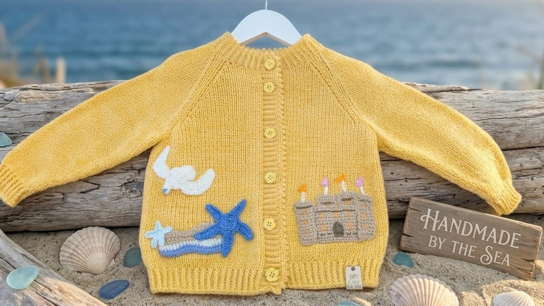 Ar Lan Y Mor" Hand-Knitted Children's Cardigan 4-5 Years