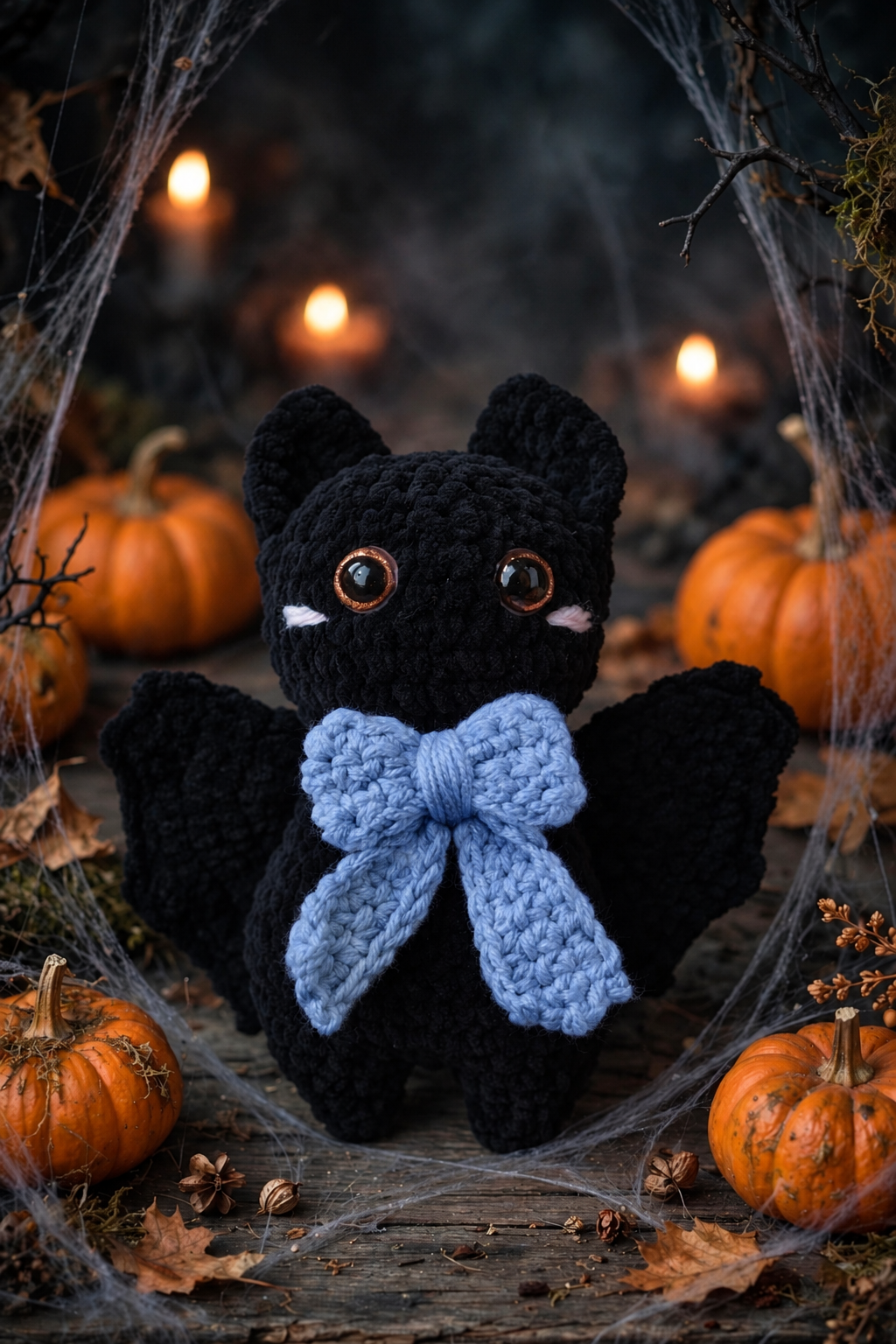 Bat with a cornflower-blue bow
