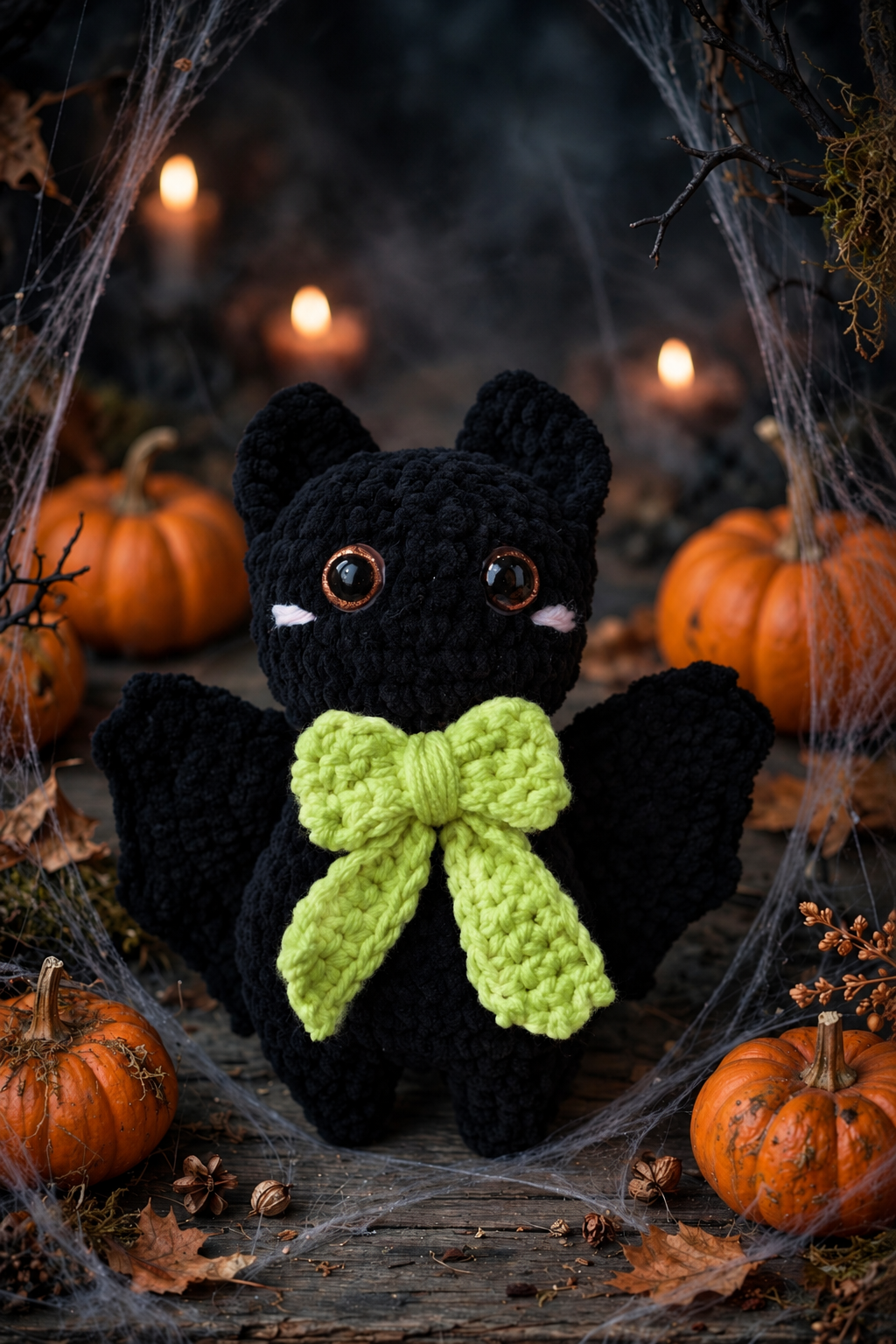 Bat with an apple-green bow