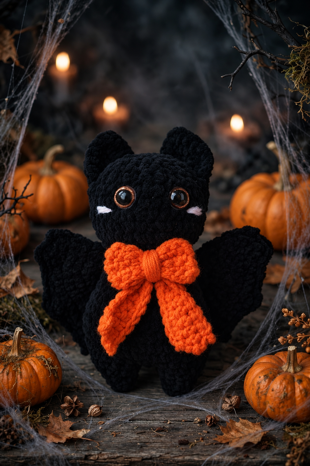 Bat with an orange bow
