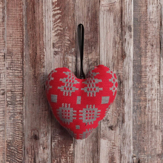 Welsh Tartan Fabric Heart Hanging Decoration